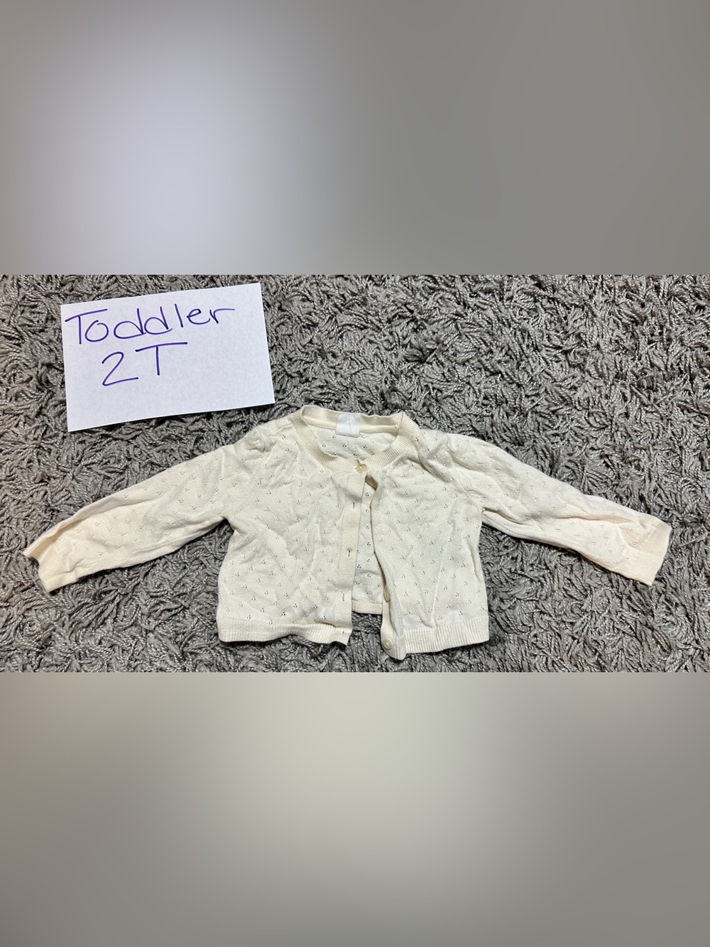 GAP Baby Cream Knit Cardigan with Eyelet Detail
